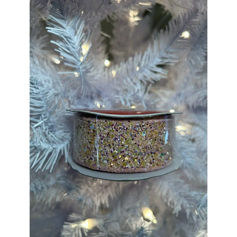 Celebrate It Christmas Pink Glitter Bow & Wired Ribbon Set, Christmas Easter